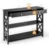 imageGiantex 3Tier Console Table with Drawers Narrow Entryway Table wStorage Shelves XDesign Sofa Side Tables for Hallway Modern Entry Tables for Foyer Living Room Bedroom BlackBlack