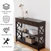 imageGiantex 3Tier Console Table with Drawers Narrow Entryway Table wStorage Shelves XDesign Sofa Side Tables for Hallway Modern Entry Tables for Foyer Living Room Bedroom BlackEspresso