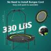 imageGiantex 40quot Foldable Mini Trampoline Indoor Fitness Trampoline with 425515quot Height Adjustable Handle Resistance Bands Rebounder Exercise Trampoline for Adults KidsGreen