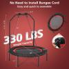 imageGiantex 40quot Foldable Mini Trampoline Indoor Fitness Trampoline with 425515quot Height Adjustable Handle Resistance Bands Rebounder Exercise Trampoline for Adults KidsRed