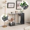 imageGiantex 435quot Console Table for Entryway  Modern Entry Table with Faux Marble Top 2 Mesh Storage Compartments Metal Frame Foyer Table Narrow Sofa Table for Living Room Hallway White  Black