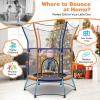 imageGiantex 48quot Toddler Trampoline With Safety Enclosure Net Seamless Design for Kids Aged 36 Indoor Outdoor Mini Small Birthday Gift for Boys GirlsOrangeBlue