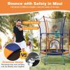 imageGiantex 48quot Toddler Trampoline With Safety Enclosure Net Seamless Design for Kids Aged 36 Indoor Outdoor Mini Small Birthday Gift for Boys GirlsOrangeBlue