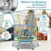 imageGiantex 48quot Toddler Trampoline With Safety Enclosure Net Seamless Design for Kids Aged 36 Indoor Outdoor Mini Small Birthday Gift for Boys GirlsYellowBlue
