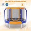 imageGiantex 48quot Trampoline for Kids Toddler Trampoline with Safety Enclosure Net Max Load 265 Lbs Outdoor Mini Trampoline with Net for Kids Indoor Small Trampoline Gifts for Boys Girls Aged 36Blue Orange