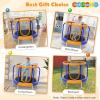 imageGiantex 48quot Trampoline for Kids Toddler Trampoline with Safety Enclosure Net Max Load 265 Lbs Outdoor Mini Trampoline with Net for Kids Indoor Small Trampoline Gifts for Boys Girls Aged 36Blue Orange