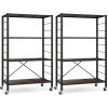 imageGiantex 4Tier Folding Storage Shelf Collapsible Shelving Unit wLockable Wheels ampamp Adjustable Shelf HeavyDuty Storage Organizer on Wheels Storage Rack for Tool Room Garage Kitchen Living Room2