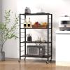 imageGiantex 4Tier Folding Storage Shelf Collapsible Shelving Unit wLockable Wheels ampamp Adjustable Shelf HeavyDuty Storage Organizer on Wheels Storage Rack for Tool Room Garage Kitchen Living Room1