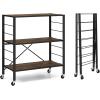 imageGiantex 4Tier Folding Storage Shelf Collapsible Shelving Unit wLockable Wheels ampamp Adjustable Shelf HeavyDuty Storage Organizer on Wheels Storage Rack for Tool Room Garage Kitchen Living Room1