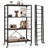 imageGiantex 4Tier Folding Storage Shelf Collapsible Shelving Unit wLockable Wheels ampamp Adjustable Shelf HeavyDuty Storage Organizer on Wheels Storage Rack for Tool Room Garage Kitchen Living Room1