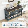 imageGiantex 50quot Farmhouse Entryway Table Narrow Console Table w 3 Storage Drawers ampamp 2 Open Shelves Wooden Behind Couch Side Long Sofa Table for Living Room Hallway Entrance Blue ampamp Espresso