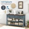 imageGiantex 50quot Farmhouse Entryway Table Narrow Console Table w 3 Storage Drawers ampamp 2 Open Shelves Wooden Behind Couch Side Long Sofa Table for Living Room Hallway Entrance Blue ampamp Espresso