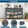 imageGiantex 50quot Farmhouse Entryway Table Narrow Console Table w 3 Storage Drawers ampamp 2 Open Shelves Wooden Behind Couch Side Long Sofa Table for Living Room Hallway Entrance Blue ampamp Espresso