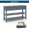 imageGiantex 50quot Farmhouse Entryway Table Narrow Console Table w 3 Storage Drawers ampamp 2 Open Shelves Wooden Behind Couch Side Long Sofa Table for Living Room Hallway Entrance Blue ampamp Espresso