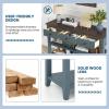 imageGiantex 50quot Farmhouse Entryway Table Narrow Console Table w 3 Storage Drawers ampamp 2 Open Shelves Wooden Behind Couch Side Long Sofa Table for Living Room Hallway Entrance Blue ampamp Espresso