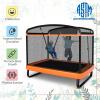 imageGiantex 6 Ft Kids Trampoline With Swing Max Load 220lbs Indoor Small for 2 Kids Safety Enclosure Net Builtin Zipper ASTM Approved Toddler Rectangle for 38 Year OldOrange