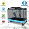 imageGiantex 6 Ft Kids Trampoline With Swing Max Load 220lbs Indoor Small for 2 Kids Safety Enclosure Net Builtin Zipper ASTM Approved Toddler Rectangle for 38 Year OldBlue