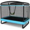 imageGiantex 6 Ft Kids Trampoline With Swing Max Load 220lbs Indoor Small for 2 Kids Safety Enclosure Net Builtin Zipper ASTM Approved Toddler Rectangle for 38 Year OldBlue