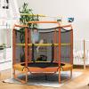 imageGiantex 60quot Trampoline for Kids Heavy Duty Small Mini Toddler Trampoline with Ring and Horizontal Bar Adjustable Height Max Weight 330 lbs 5 Ft Outdoor Indoor Trampolines for 37 AgesOrange