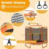 imageGiantex 60quot Trampoline for Kids Heavy Duty Small Mini Toddler Trampoline with Ring and Horizontal Bar Adjustable Height Max Weight 330 lbs 5 Ft Outdoor Indoor Trampolines for 37 AgesOrange