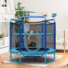 imageGiantex 60quot Trampoline for Kids Heavy Duty Small Mini Toddler Trampoline with Ring and Horizontal Bar Adjustable Height Max Weight 330 lbs 5 Ft Outdoor Indoor Trampolines for 37 AgesBlue