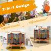 imageGiantex 60quot Trampoline for Kids Heavy Duty Small Mini Toddler Trampoline with Ring and Horizontal Bar Adjustable Height Max Weight 330 lbs 5 Ft Outdoor Indoor Trampolines for 37 AgesOrange