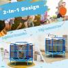 imageGiantex 60quot Trampoline for Kids Heavy Duty Small Mini Toddler Trampoline with Ring and Horizontal Bar Adjustable Height Max Weight 330 lbs 5 Ft Outdoor Indoor Trampolines for 37 AgesBlue