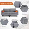 imageGiantex 68quot Modern Loveseat 2Seater Sofa Couch Thick Cushion ampamp 2 Bolsters Armrest Magazine Cabby with 2 Pockets Metal Legs Ideal for Living Room Reception Room Office Dark GreyGreyorange