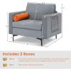 imageGiantex 68quot Modern Loveseat 2Seater Sofa Couch Thick Cushion ampamp 2 Bolsters Armrest Magazine Cabby with 2 Pockets Metal Legs Ideal for Living Room Reception Room Office Dark GreyGreyorange