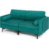 imageGiantex 68quot Modern Loveseat 2Seater Sofa Couch Thick Cushion ampamp 2 Bolsters Armrest Magazine Cabby with 2 Pockets Metal Legs Ideal for Living Room Reception Room Office Dark GreyTeal