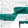 imageGiantex 68quot Modern Loveseat 2Seater Sofa Couch Thick Cushion ampamp 2 Bolsters Armrest Magazine Cabby with 2 Pockets Metal Legs Ideal for Living Room Reception Room Office Dark GreyTeal