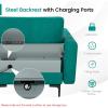 imageGiantex 68quot Modern Loveseat 2Seater Sofa Couch Thick Cushion ampamp 2 Bolsters Armrest Magazine Cabby with 2 Pockets Metal Legs Ideal for Living Room Reception Room Office Dark GreyTeal