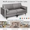 imageGiantex 68quot Modern Loveseat 2Seater Sofa Couch Thick Cushion ampamp 2 Bolsters Armrest Magazine Cabby with 2 Pockets Metal Legs Ideal for Living Room Reception Room Office Dark GreyDark Grey