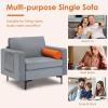 imageGiantex 68quot Modern Loveseat 2Seater Sofa Couch Thick Cushion ampamp 2 Bolsters Armrest Magazine Cabby with 2 Pockets Metal Legs Ideal for Living Room Reception Room Office Dark GreyGreyorange