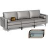 imageGiantex 97quot Large Couch 3 Seat Sectional Sofa Set LShaped Modular Sleeper with Convertible Chaise Lounge USB Ports 3Hole Socket Storage Box 2 Bolsters Family Apartment Living Room Dark GreyDark Grey