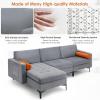 imageGiantex 97quot Large Couch 3 Seat Sectional Sofa Set LShaped Modular Sleeper with Convertible Chaise Lounge USB Ports 3Hole Socket Storage Box 2 Bolsters Family Apartment Living Room Dark GreyGreyorange