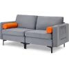 imageGiantex 97quot Large Couch 3 Seat Sectional Sofa Set LShaped Modular Sleeper with Convertible Chaise Lounge USB Ports 3Hole Socket Storage Box 2 Bolsters Family Apartment Living Room Dark GreyGreyorange