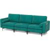 imageGiantex 97quot Large Couch 3 Seat Sectional Sofa Set LShaped Modular Sleeper with Convertible Chaise Lounge USB Ports 3Hole Socket Storage Box 2 Bolsters Family Apartment Living Room Dark GreyTeal