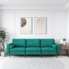 imageGiantex 97quot Sectional Sofa Couch 3Seater Modular Sleeper with Thick Cushion 2 Bolsters Armrest Magazine Pocket Metal Legs Modern Mid Century for Living Room Reception Bedroom OfficeTeal