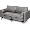 imageGiantex 97quot Sectional Sofa Couch 3Seater Modular Sleeper with Thick Cushion 2 Bolsters Armrest Magazine Pocket Metal Legs Modern Mid Century for Living Room Reception Bedroom OfficeDark Grey