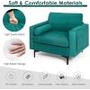 imageGiantex 97quot Sectional Sofa Couch 3Seater Modular Sleeper with Thick Cushion 2 Bolsters Armrest Magazine Pocket Metal Legs Modern Mid Century for Living Room Reception Bedroom OfficeTeal