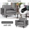 imageGiantex 97quot Sectional Sofa Couch 3Seater Modular Sleeper with Thick Cushion 2 Bolsters Armrest Magazine Pocket Metal Legs Modern Mid Century for Living Room Reception Bedroom OfficeDark Grey