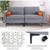 imageGiantex 97quot Sectional Sofa Couch 3Seater Modular Sleeper with Thick Cushion 2 Bolsters Armrest Magazine Pocket Metal Legs Modern Mid Century for Living Room Reception Bedroom OfficeGreyorange