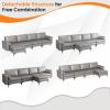 imageGiantex 97quot Sectional Sofa Couch 3Seater Modular Sleeper with Thick Cushion 2 Bolsters Armrest Magazine Pocket Metal Legs Modern Mid Century for Living Room Reception Bedroom OfficeDark Grey