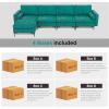 imageGiantex 97quot Sectional Sofa Couch 3Seater Modular Sleeper with Thick Cushion 2 Bolsters Armrest Magazine Pocket Metal Legs Modern Mid Century for Living Room Reception Bedroom OfficeTeal