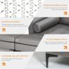 imageGiantex 97quot Sectional Sofa Couch 3Seater Modular Sleeper with USB Ports 3Hole Socket Thick Cushion 2 Bolsters Armrest Magazine Pocket Metal Legs for Living Room Reception Bedroom OfficeDark Grey