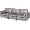 imageGiantex 97quot Sectional Sofa Couch 3Seater Modular Sleeper with USB Ports 3Hole Socket Thick Cushion 2 Bolsters Armrest Magazine Pocket Metal Legs for Living Room Reception Bedroom OfficeDark Grey