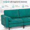 imageGiantex 97quot Sectional Sofa Couch 3Seater Modular Sleeper with USB Ports 3Hole Socket Thick Cushion 2 Bolsters Armrest Magazine Pocket Metal Legs for Living Room Reception Bedroom OfficeTeal