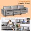 imageGiantex 97quot Sectional Sofa Couch 3Seater Modular Sleeper with USB Ports 3Hole Socket Thick Cushion 2 Bolsters Armrest Magazine Pocket Metal Legs for Living Room Reception Bedroom OfficeDark Grey