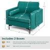 imageGiantex 97quot Sectional Sofa Couch 3Seater Modular Sleeper with USB Ports 3Hole Socket Thick Cushion 2 Bolsters Armrest Magazine Pocket Metal Legs for Living Room Reception Bedroom OfficeTeal